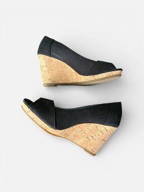 Tom's Canvas Wedge Sandal - Size 9